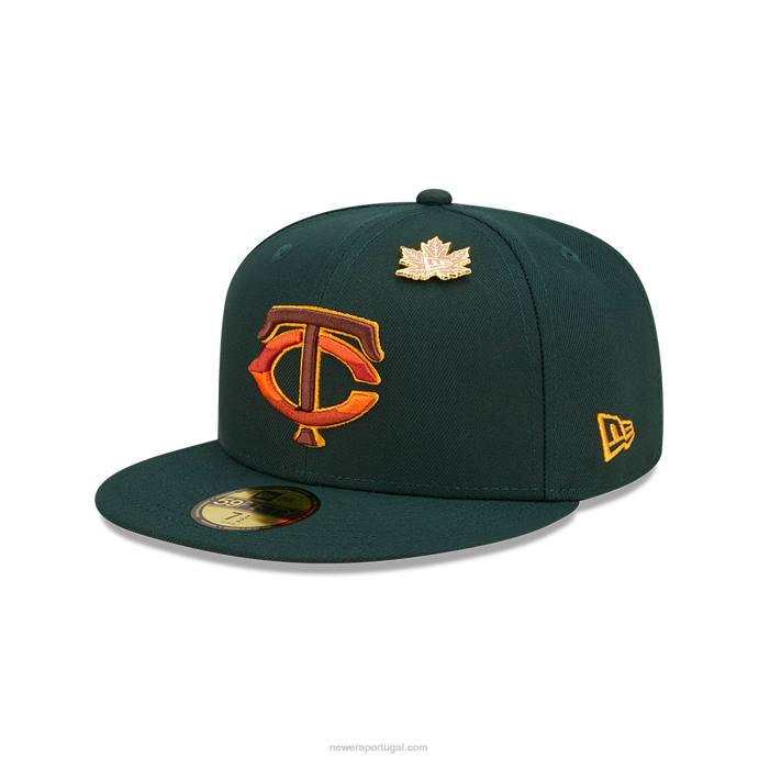 FFTN773 New Era boné justo minnesota twins folhoso verde escuro 59fifty