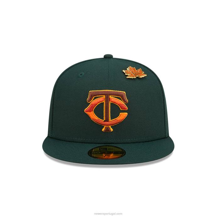 FFTN773 New Era boné justo minnesota twins folhoso verde escuro 59fifty