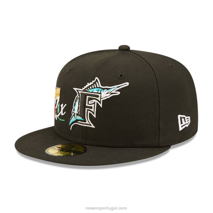 FFTN775 New Era boné justo florida marlins crown champs preto 59fifty