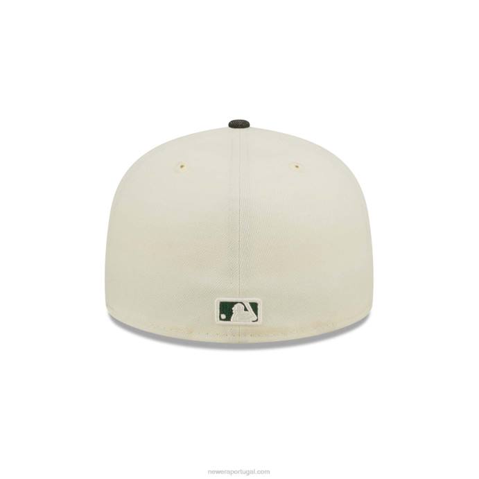 FFTN778 New Era Boné Oakland Athletics MLB Black Denim Chrome White 59Fifty
