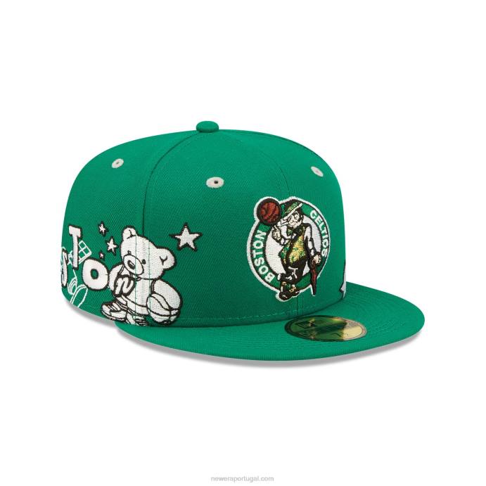FFTN781 New Era Boné boston celtics teddy verde 59fifty