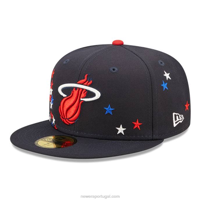 FFTN790 New Era boné justo miami heat nba americana navy 59fifty