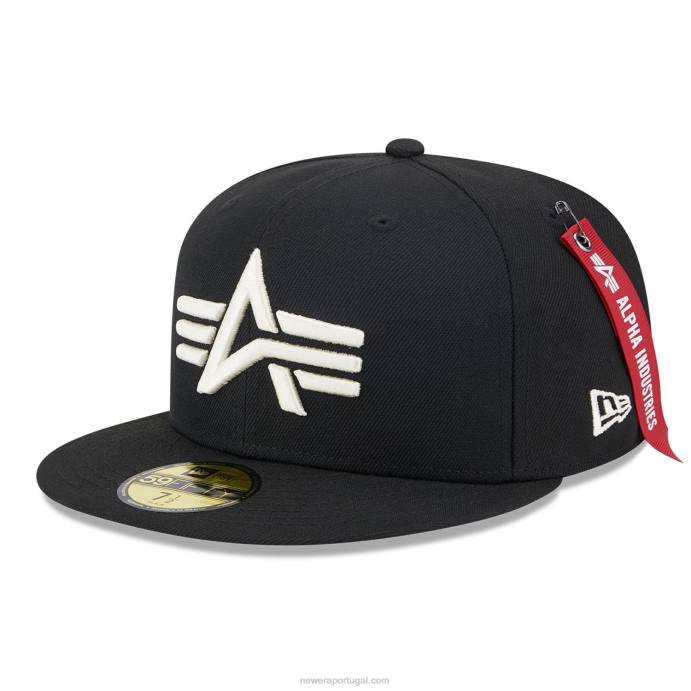 FFTN796 New Era Boné ajustado 59fifty preto da Alpha Industries