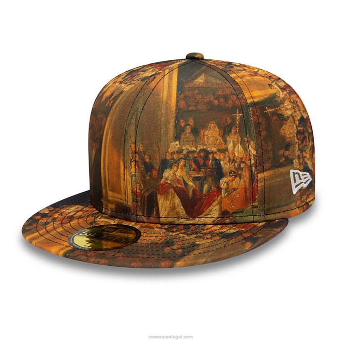 FFTN800 New Era boné ajustado marrom 59fifty estampado le louvre