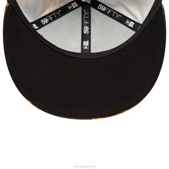 FFTN800 New Era boné ajustado marrom 59fifty estampado le louvre