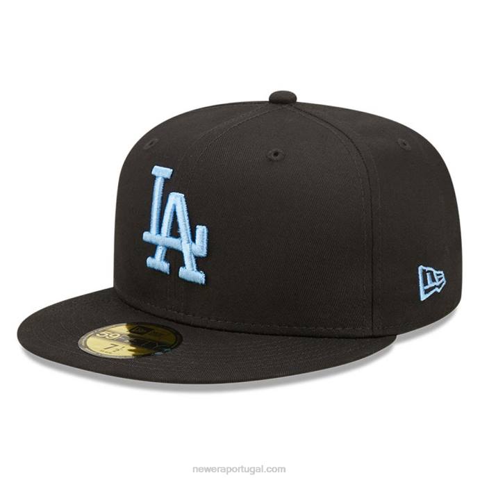 FFTN805 New Era boné ajustado preto 59fifty essencial da liga la dodgers