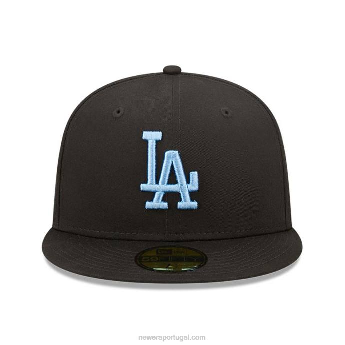 FFTN805 New Era boné ajustado preto 59fifty essencial da liga la dodgers