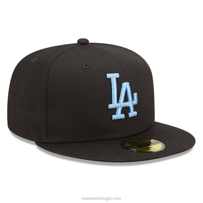 FFTN805 New Era boné ajustado preto 59fifty essencial da liga la dodgers