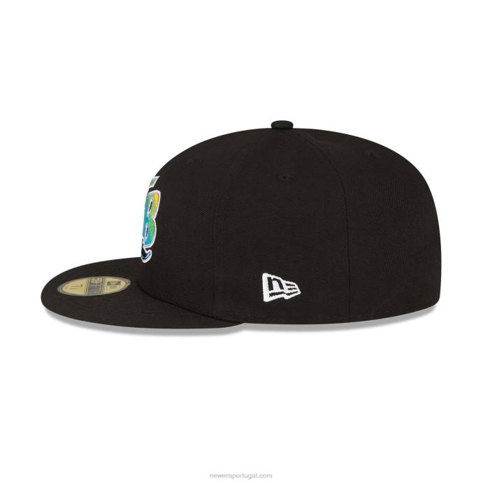 FFTN808 New Era Tampa Bay Rays Stateview Preto 59Fifty Boné Ajustado