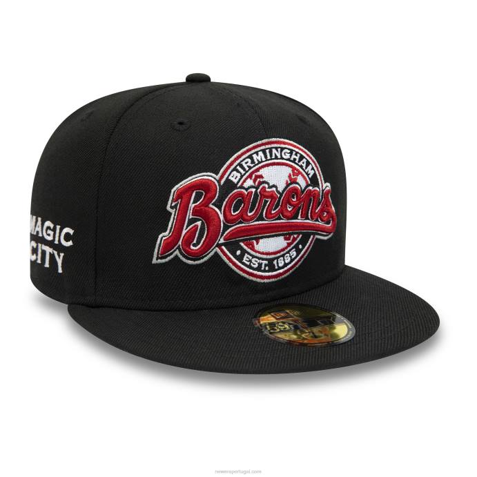 FFTN809 New Era boné birmingham barons milb preto e vermelho com marca nominativa 59fifty
