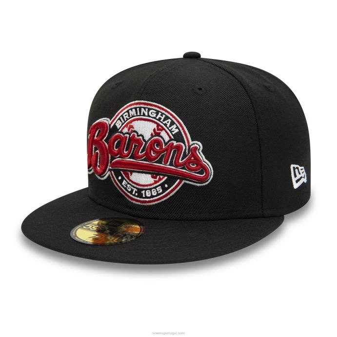 FFTN809 New Era boné birmingham barons milb preto e vermelho com marca nominativa 59fifty