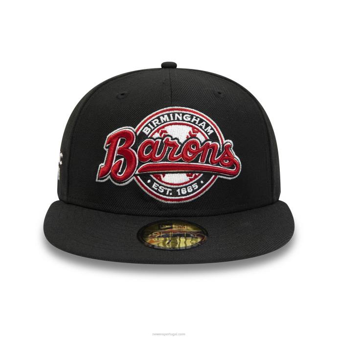 FFTN809 New Era boné birmingham barons milb preto e vermelho com marca nominativa 59fifty