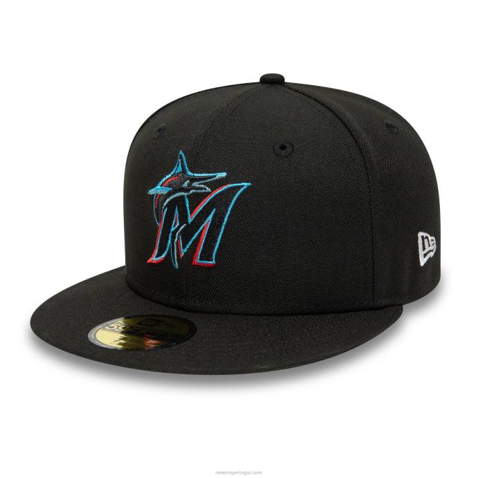 FFTN80 New Era miami marlins 25º aniversário boné preto 59fifty