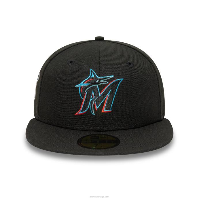 FFTN80 New Era miami marlins 25º aniversário boné preto 59fifty