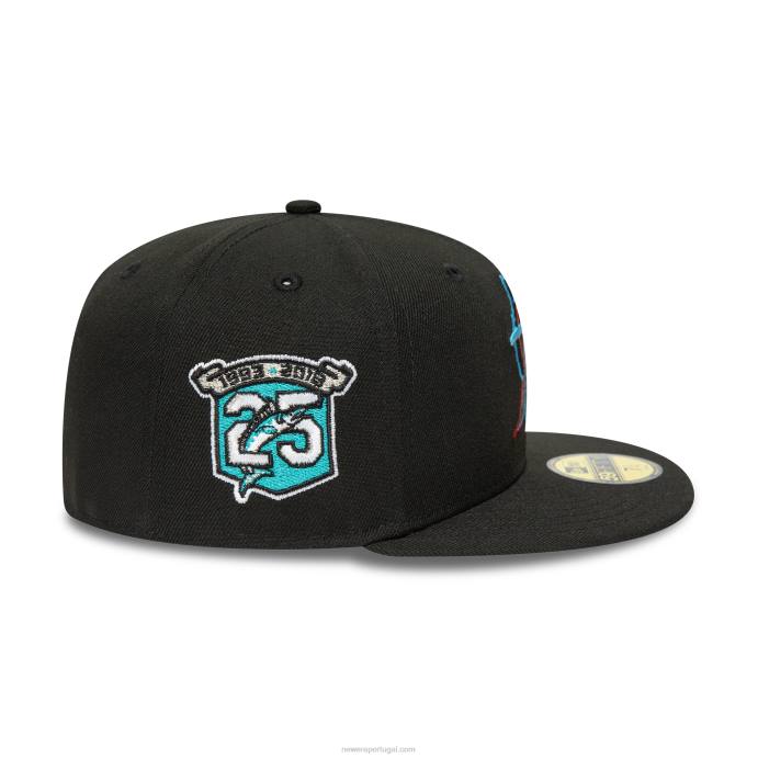 FFTN80 New Era miami marlins 25º aniversário boné preto 59fifty