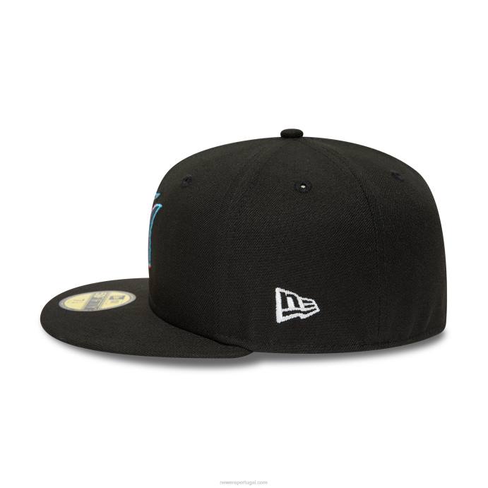 FFTN80 New Era miami marlins 25º aniversário boné preto 59fifty