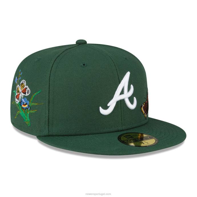 FFTN812 New Era Boné de feltro Atlanta Braves x mlb verde escuro 59fifty