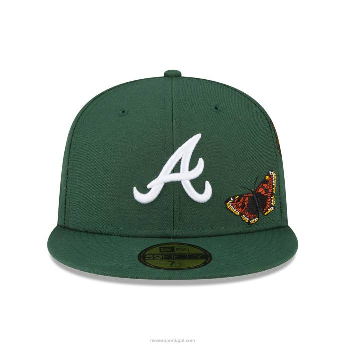 FFTN812 New Era Boné de feltro Atlanta Braves x mlb verde escuro 59fifty