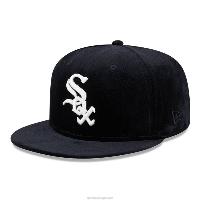 FFTN813 New Era Boné Chicago White Sox Veludo Preto 59Fifty