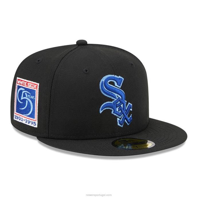FFTN815 New Era chicago white sox state tartan preto 59fifty boné justo
