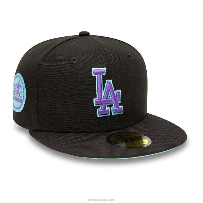 FFTN824 New Era boné la dodgers preto e azul matiz 59fifty ajustado 59fifty