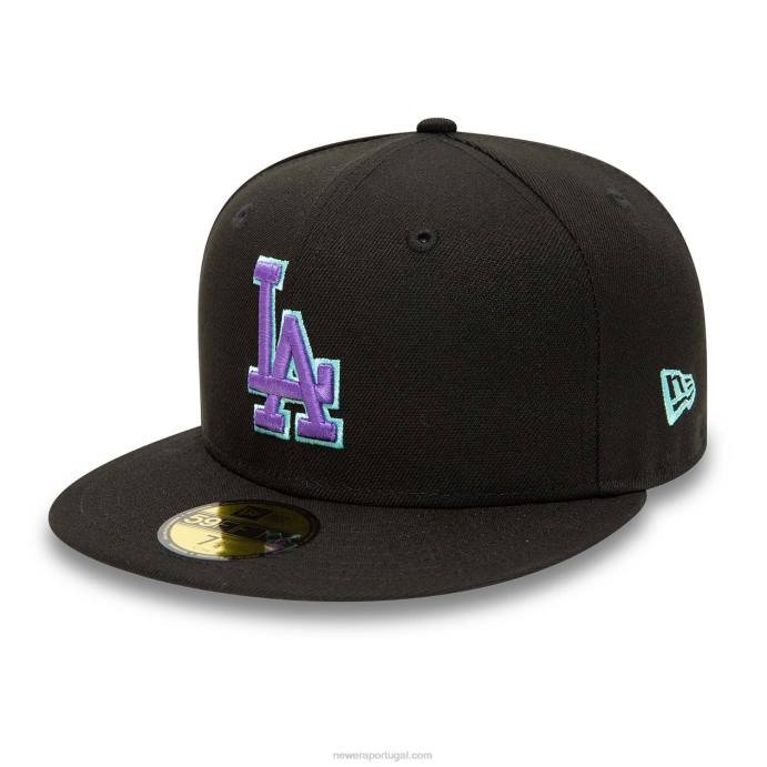 FFTN824 New Era boné la dodgers preto e azul matiz 59fifty ajustado 59fifty