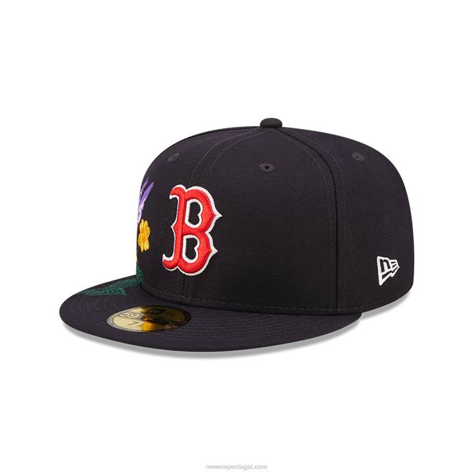 FFTN825 New Era boton red sox mlb blooming navy 59fifty boné justo
