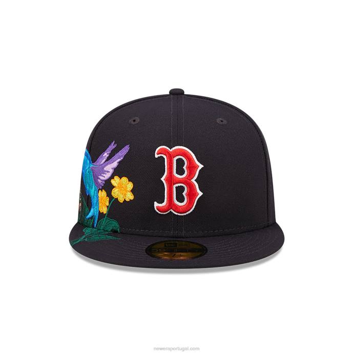 FFTN825 New Era boton red sox mlb blooming navy 59fifty boné justo