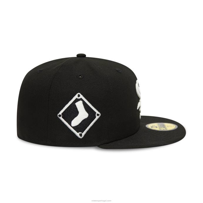 FFTN828 New Era chicago white sox brilha no escuro boné preto 59fifty