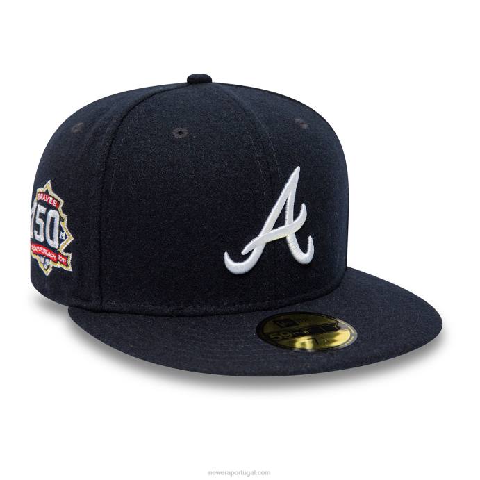 FFTN82 New Era boina de lã azul marinho 59fifty de aniversário do atlanta braves
