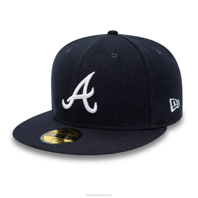 FFTN82 New Era boina de lã azul marinho 59fifty de aniversário do atlanta braves