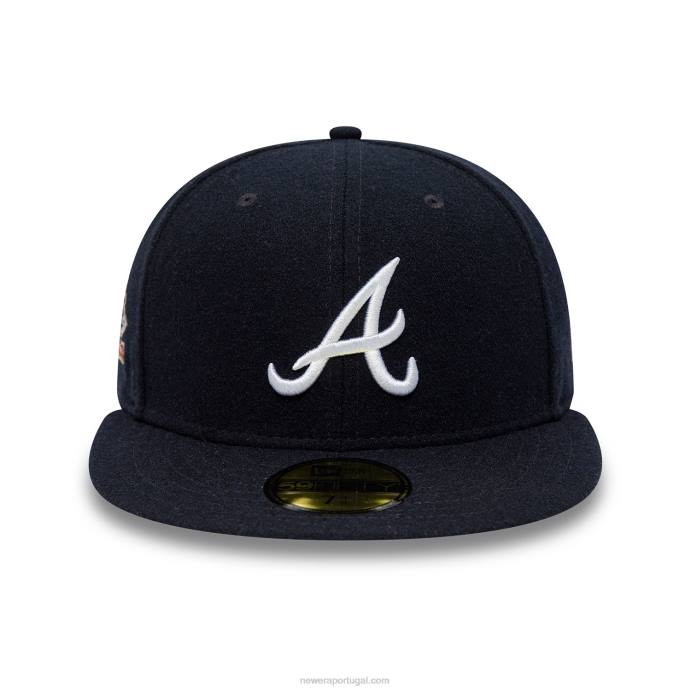 FFTN82 New Era boina de lã azul marinho 59fifty de aniversário do atlanta braves