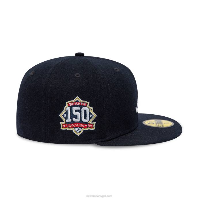 FFTN82 New Era boina de lã azul marinho 59fifty de aniversário do atlanta braves