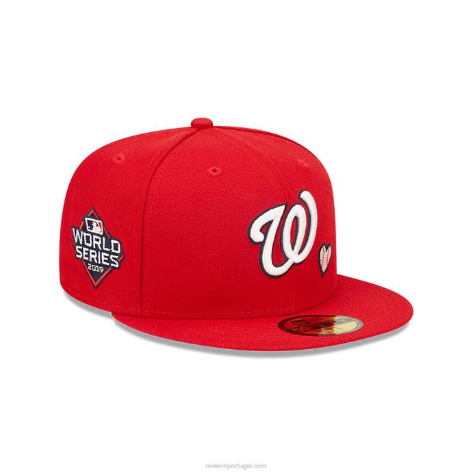 FFTN831 New Era Boné 59fifty vermelho team heart washington mlb
