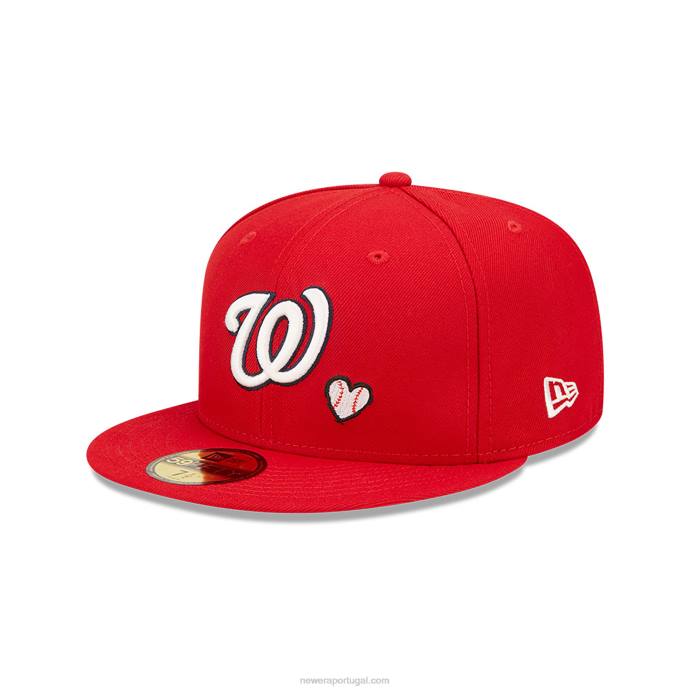 FFTN831 New Era Boné 59fifty vermelho team heart washington mlb