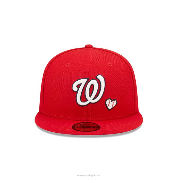 FFTN831 New Era Boné 59fifty vermelho team heart washington mlb