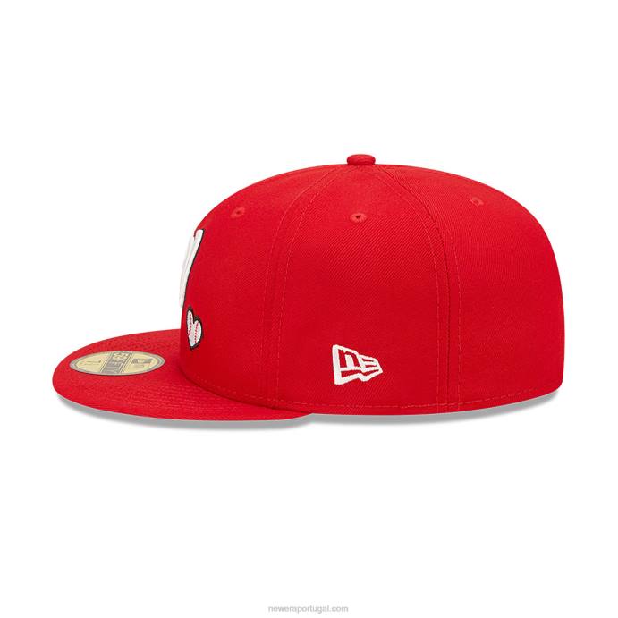 FFTN831 New Era Boné 59fifty vermelho team heart washington mlb