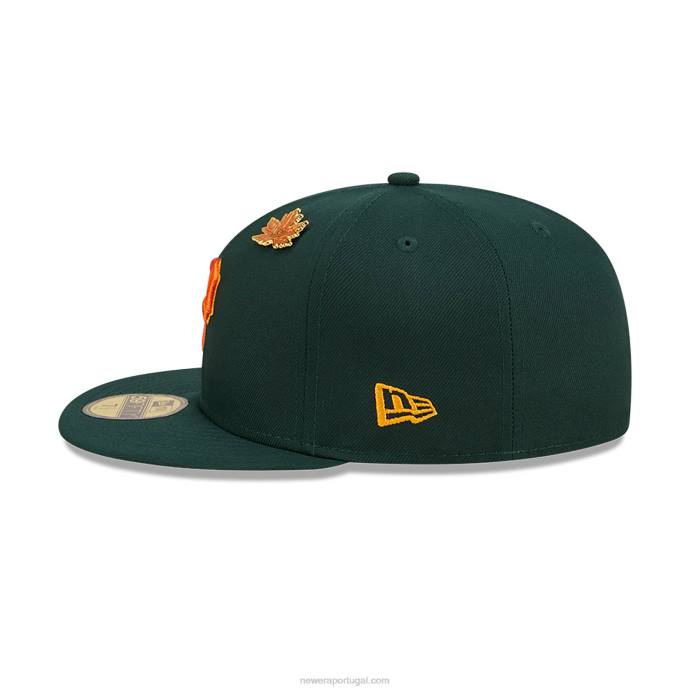 FFTN832 New Era Boné Pittsburgh Pirates Folhoso Verde Escuro 59Fifty