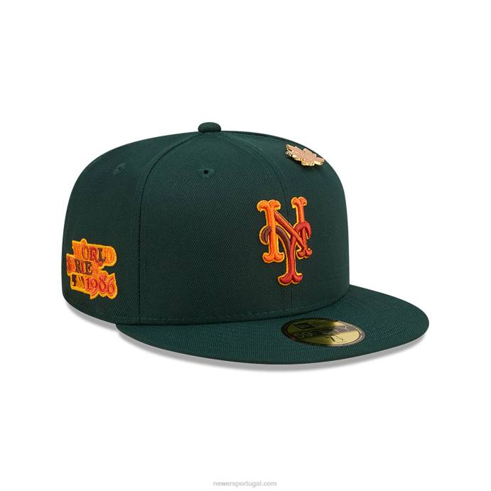 FFTN833 New Era New York Mets frondoso boné verde escuro 59fifty