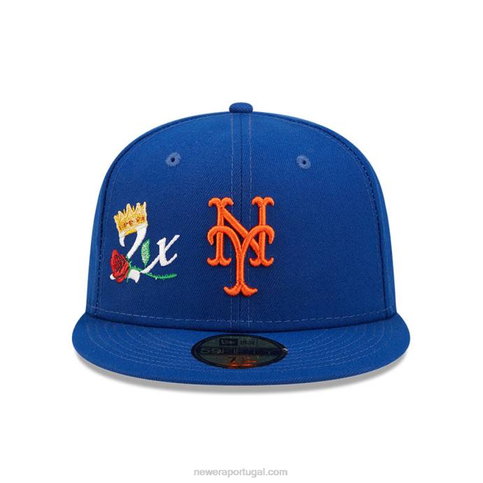 FFTN834 New Era boné ajustado azul 59fifty do new york mets crown champs