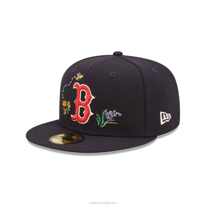 FFTN835 New Era boton red sox aquarela floral marinho boné 59fifty