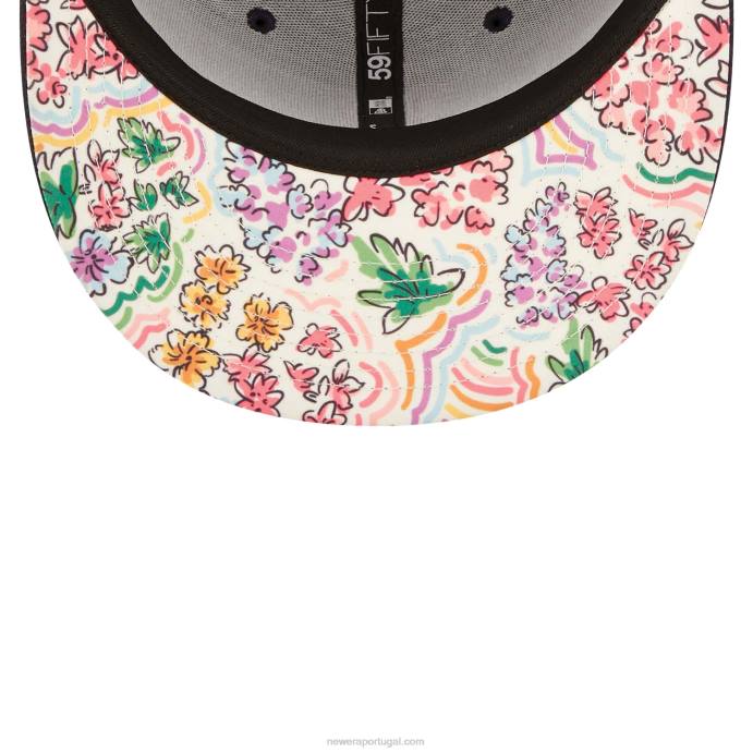 FFTN835 New Era boton red sox aquarela floral marinho boné 59fifty