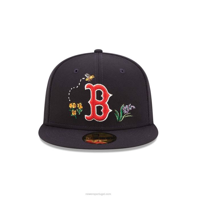 FFTN835 New Era boton red sox aquarela floral marinho boné 59fifty