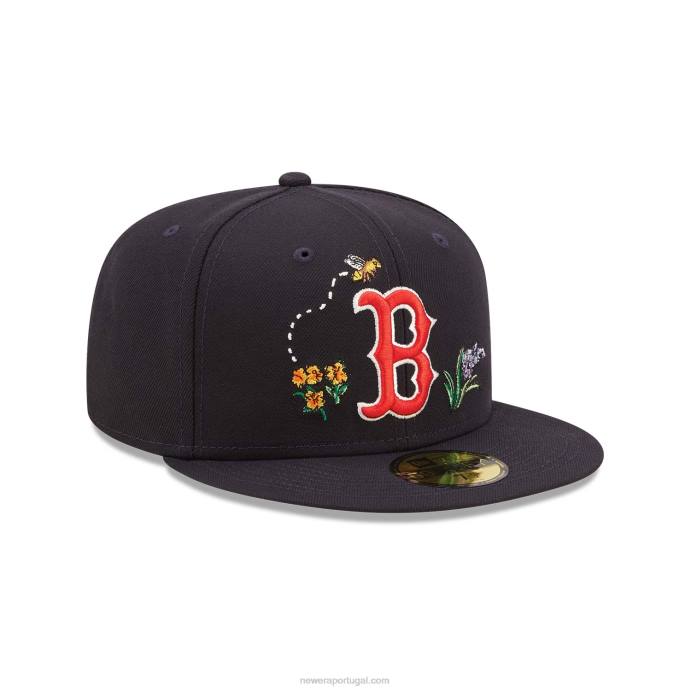 FFTN835 New Era boton red sox aquarela floral marinho boné 59fifty