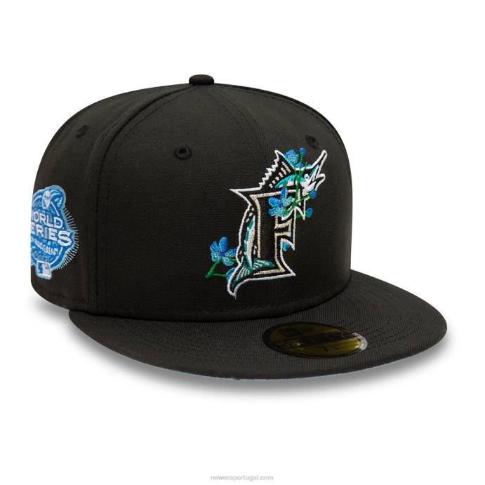FFTN838 New Era florida marlins boné lateral bloom black 59fifty