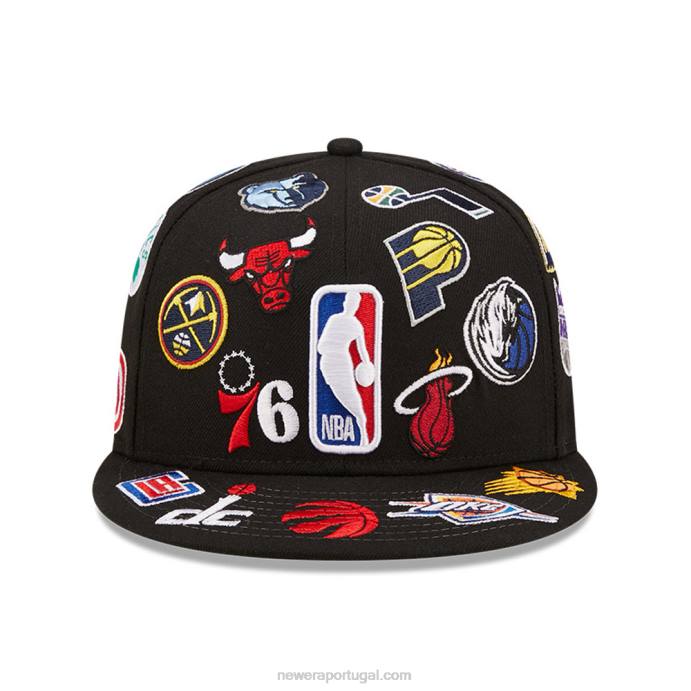 FFTN843 New Era boné nba logo multi team logo preto 59fifty