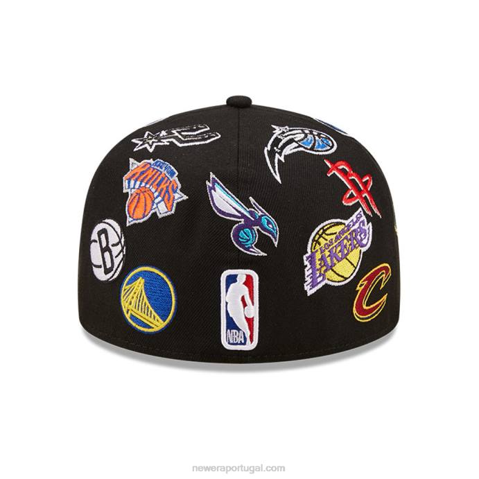FFTN843 New Era boné nba logo multi team logo preto 59fifty