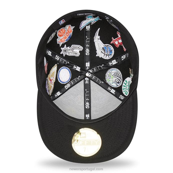 FFTN843 New Era boné nba logo multi team logo preto 59fifty