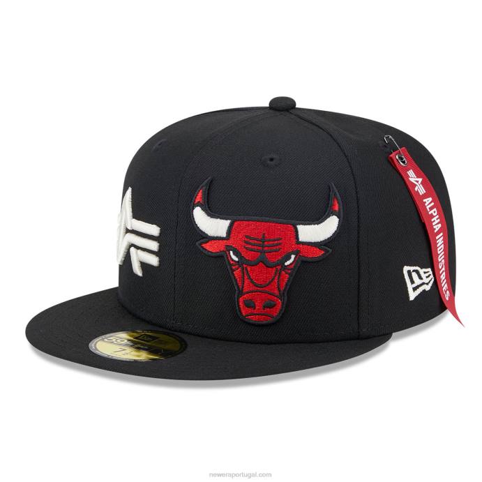 FFTN855 New Era chicago bulls alpha Industries x nba boné preto 59fifty
