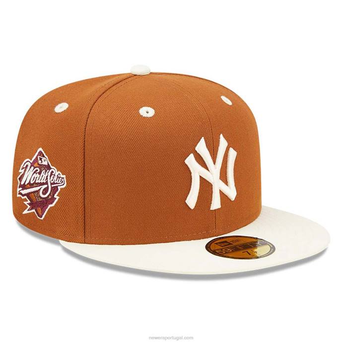 FFTN863 New Era New York Yankees MLB World Series Trail Mix Brown Boné 59 Fifty